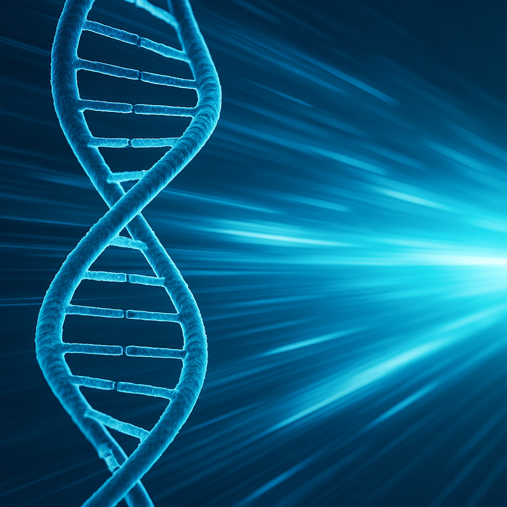 glowing DNA strand